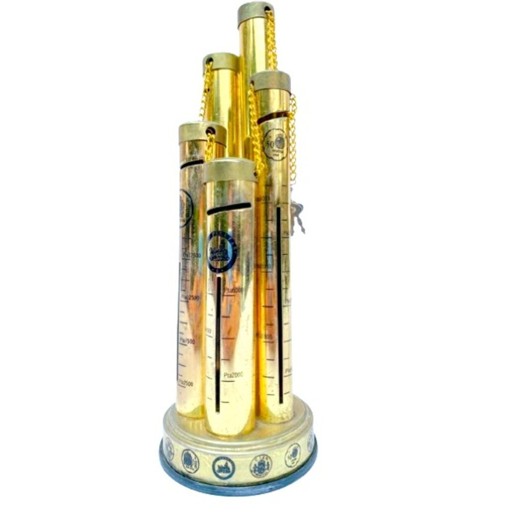 TUBE COINS METAL ART DECOR GOLD TONE COLOR SAVE COINS ART